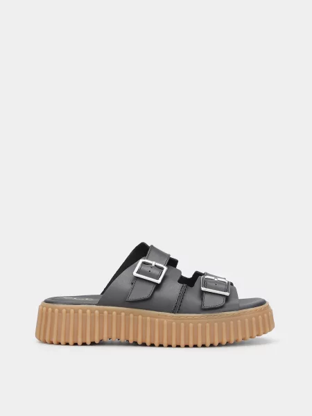 Кожаные шлепанцы Clarks черные