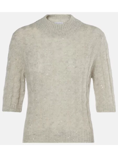Pulover Brunello Cucinelli tricotate gri