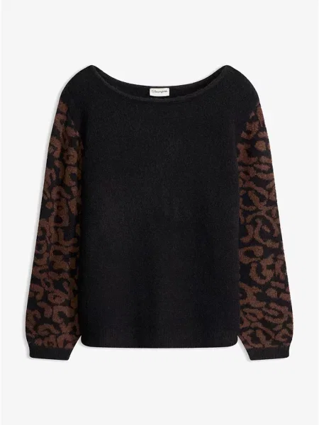 Sweter z dzianiny ze strukturą czarny