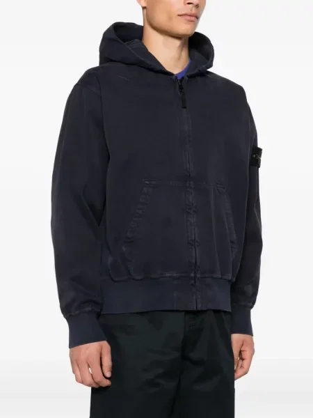 Hanorac cu glugă Stone Island cu strasuri albastru