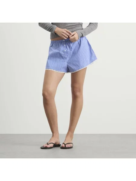 Szorty Good American w paski koronkowe białe