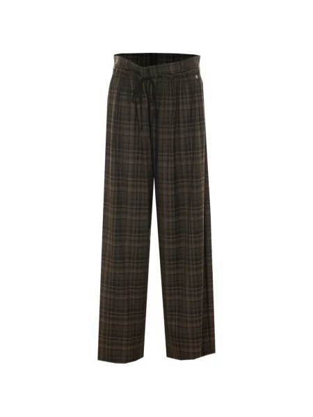 Pantaloni Aniye By în carouri cu cordon maro