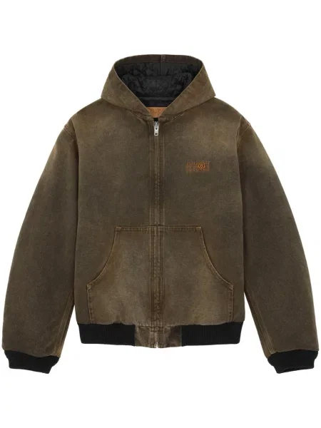 Geacă de blugi Mm6 Maison Margiela cu glugă verde