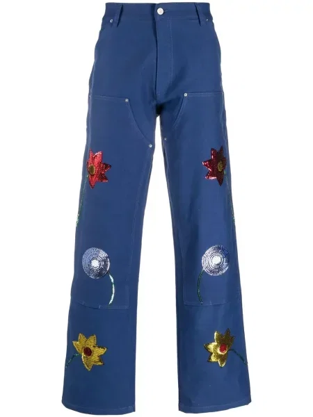 Kalhoty Sky High Farm s flitry modré