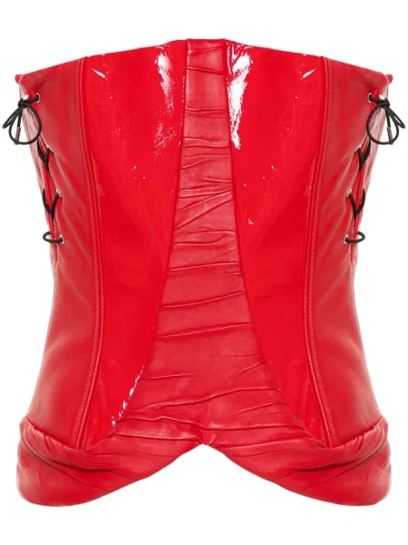 Top Mitiliane Couture din piele roșu