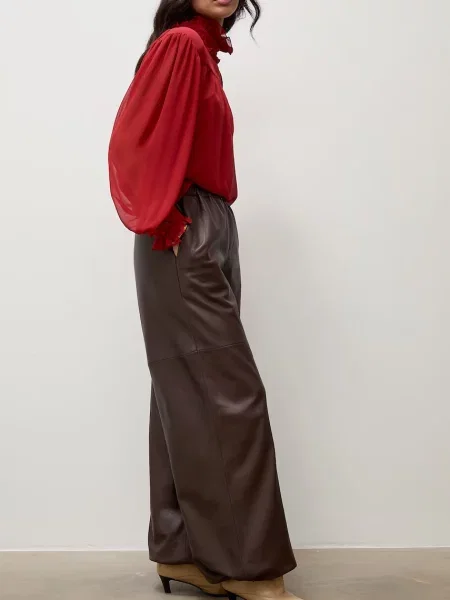 Answear.LAB pantaloni pentru femei din piele maro