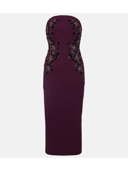 Sukienka midi Rebecca Vallance do kolan z koralikami garniturowa bordowa