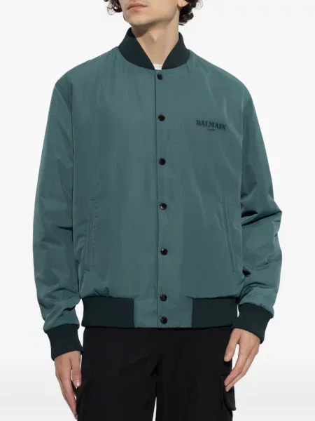 Reversibil geacă bomber Balmain cu broderie verde