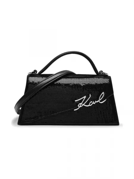 Karl Lagerfeld Bőrönd k/signature bőr hozzáadásával fekete