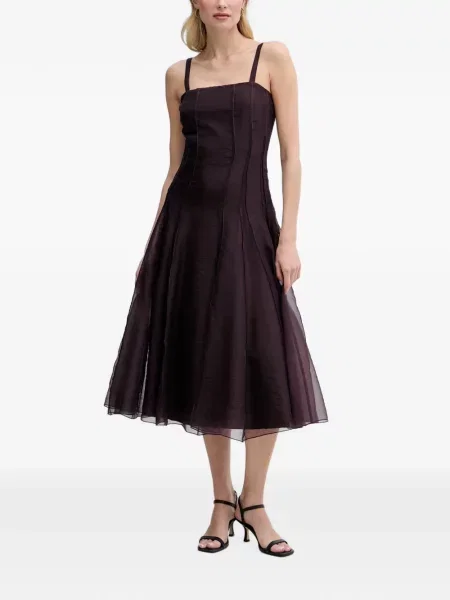 Rochie midi Sisley evazată maro