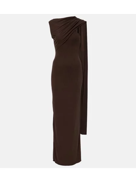 Rochie maxi Aya Muse drapată de costum maro