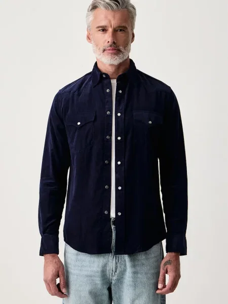Tommy Hilfiger Cămașă Western Corduroy Bleumarin