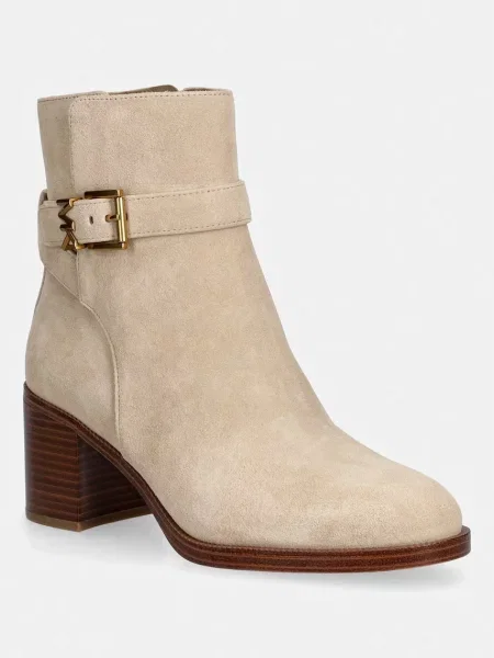 MICHAEL Michael Kors botine pentru femei din piele întoarsă Rachel Heeled Bootie bej