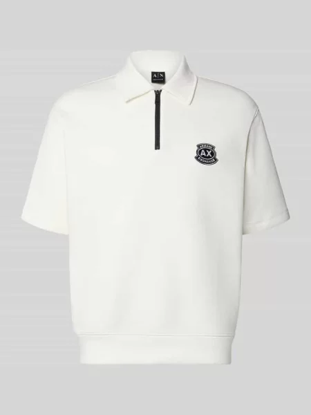 Koszulka polo o kroju loose fit z wyhaftowanym logo Armani Exchange białe