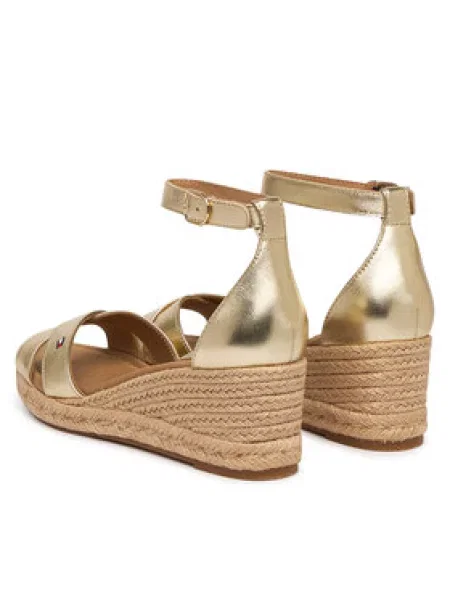 Tommy Hilfiger Espadrilės Metalic Crossover Strap Auksinė