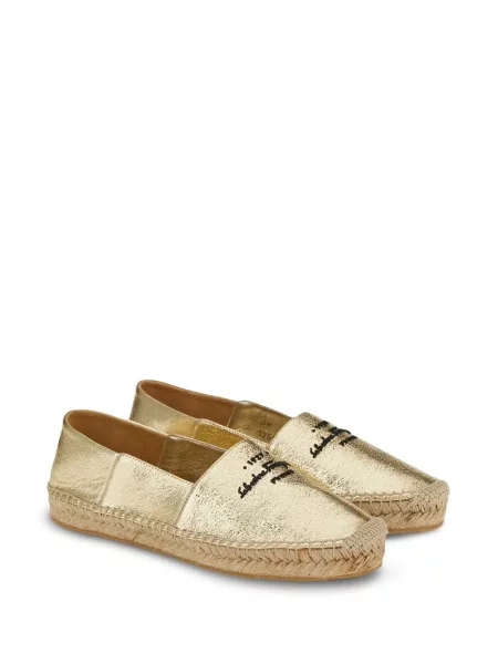 Siuvinėtos espadrilės Ferragamo auksinė
