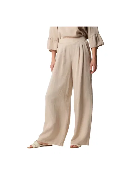 Lniane spodnie palazzo Kocca beżowe