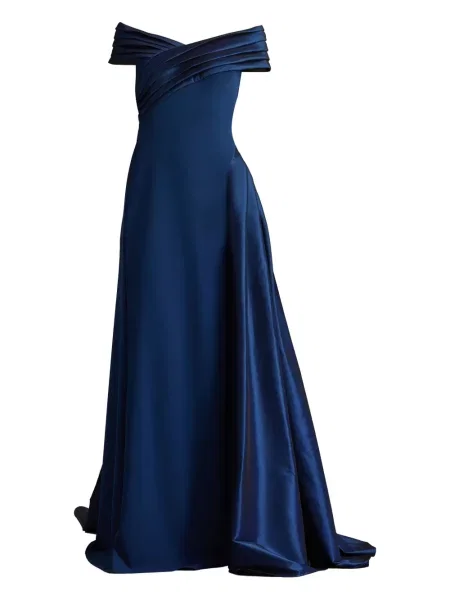 Rochie maxi Tadashi Shoji plisată de costum albastru