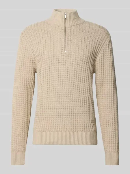 Bluza o kroju regular fit z kołnierzem i fakturą wafla model ‘TOM’ Selected Homme