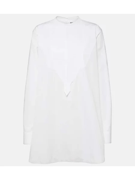 Bluză Jil Sander cu broderie din poplin alb
