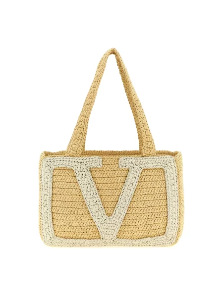 Lniana shopperka Valentino Garavani beżowa