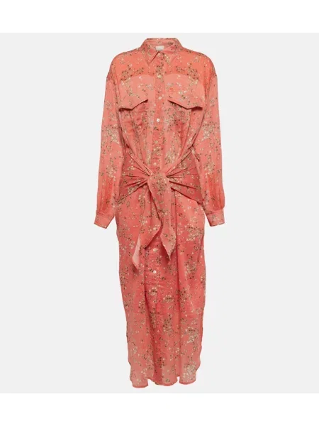 Rochie tip cămașă Isabel Marant de mătase cu imagine de costum roz