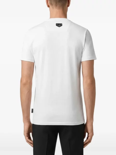Tricou Philipp Plein din jerseu alb