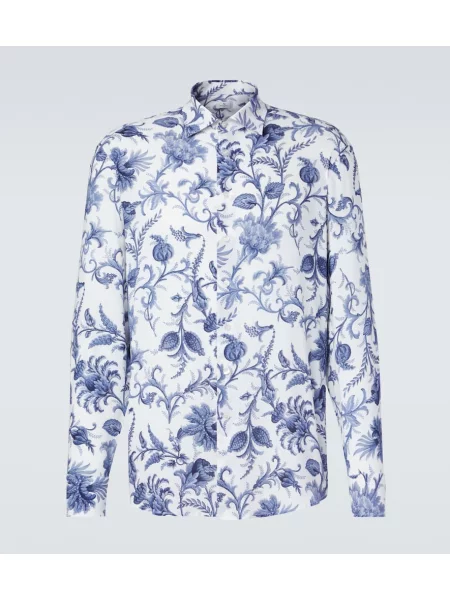 Cămașă Etro cu model floral albastru