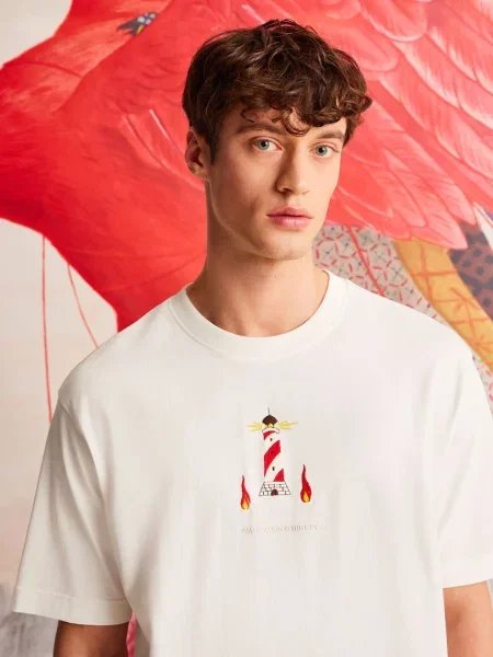 Тениска Medicine с апликация бежово