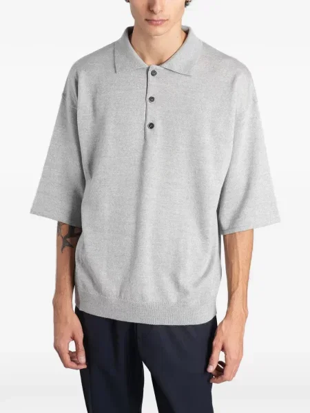 Scurt tricou polo Barena tricotate gri