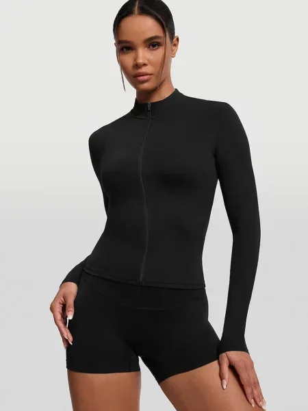 BetterMe bluză sport pentru femei Sleek Zip-Up negru