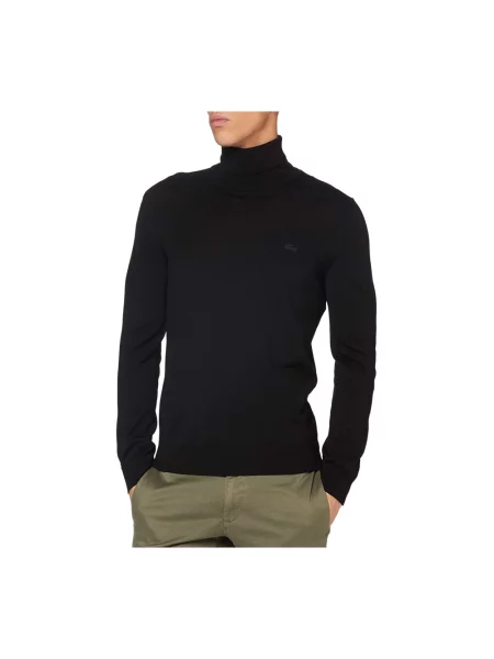 Sweter z golfem Lacoste wełniany czarny