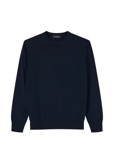 Hanorac crewneck Boggi Milano de lână cu decolteu rotund albastru