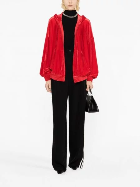 Džemperis su gobtuvu Balenciaga velvetinis raudona
