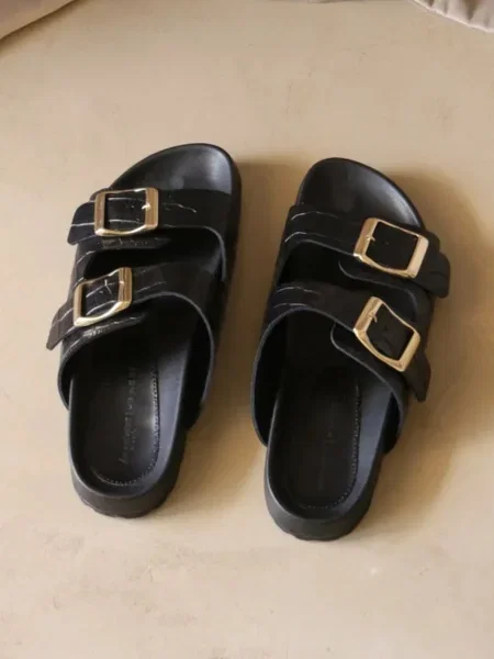 Kožené pantofle Manebi Traveler Nordic Sandals M RT černá