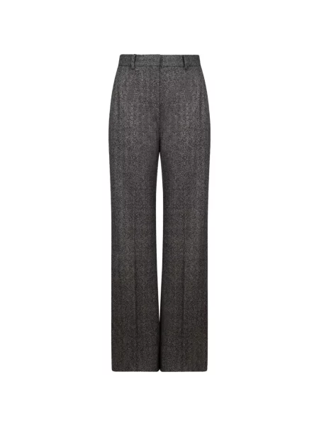 Pantaloni Max Mara cu model herringbone gri