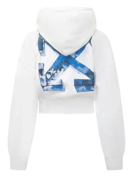 Hanorac cu glugă Off-white cu imagine alb