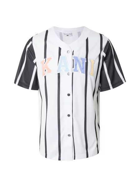 Karl Kani Košile Serif světlemodrá / pastelově oranžová / černá bílá