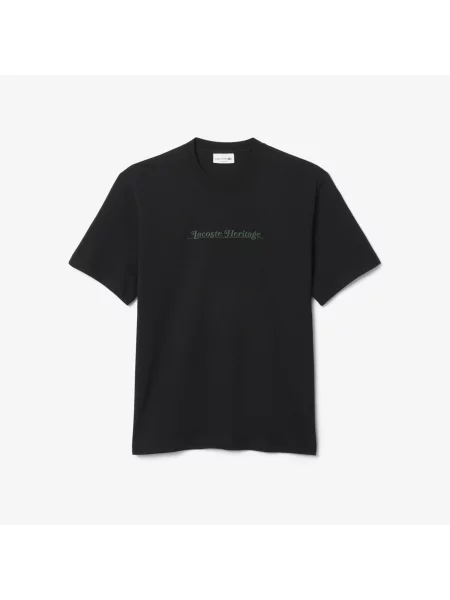 Lacoste Koszulka Z Haftowanym Wzorem czarna