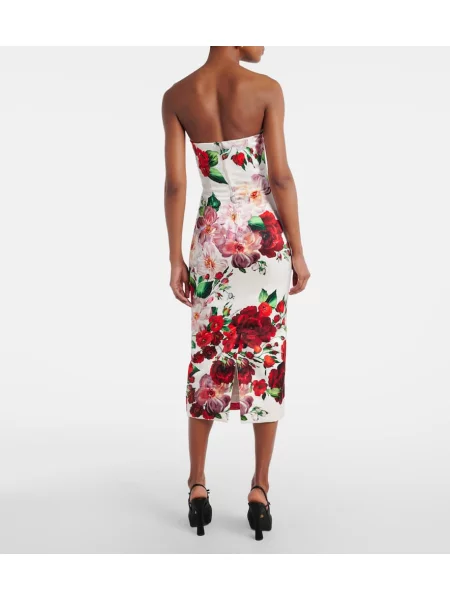 Rochie midi Dolce&gabbana cu model floral până la genunchi de costum roșu