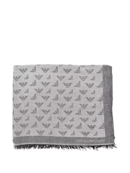 Fular Emporio Armani cu franjuri gri