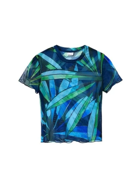 Koszulka Desigual z nadrukiem z krótkim rękawem niebieska