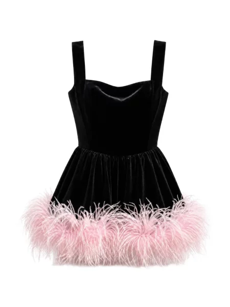 Rochie mini Bronx & Banco de catifea cu pene negru