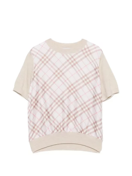 Tricou Burberry în carouri roz