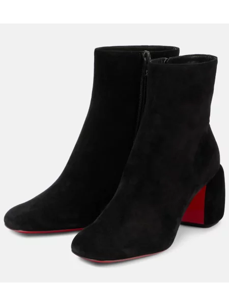 Cizme scurte Christian Louboutin din piele de căprioară negru