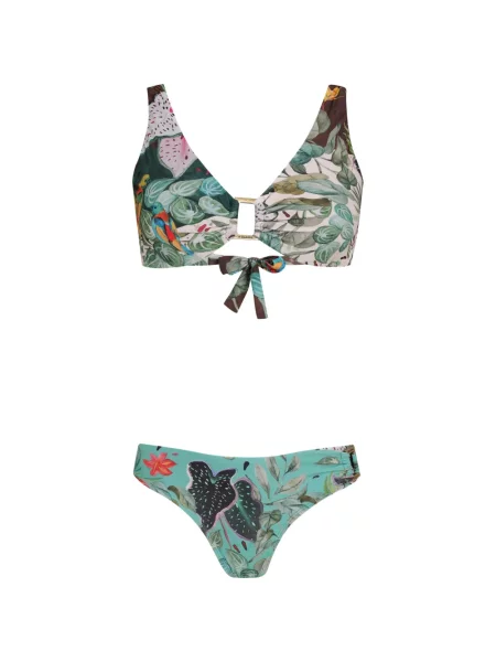Bikini Amir Slama cu imagine cu imprimeu tropical verde
