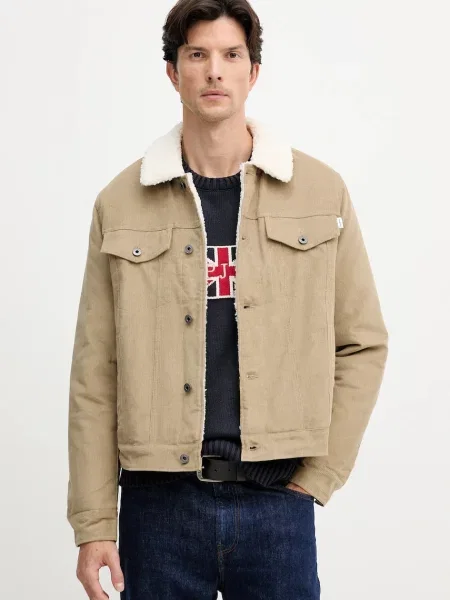 Джинсово яке Pepe Jeans зелено преходен модел бежово