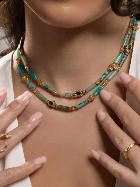 Colier Gas Bijoux cu mărgele verde