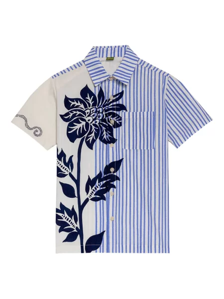 Pruhovaná košile Agua Bendita s potiskem modrá