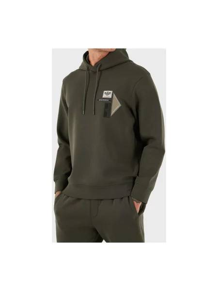 Bluza z kapturem Emporio Armani z kapturem ze sznurkiem zielona